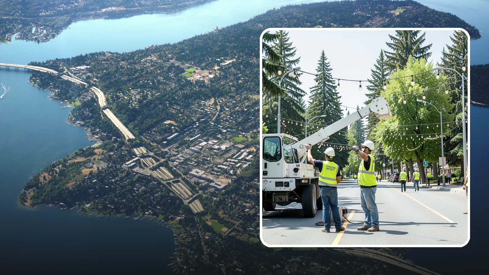 Decorative Lighting in Mercer Island, King County, WA - Installation and upkeep of accent and decorative lighting that enhances public plazas, trees, and landmarks.