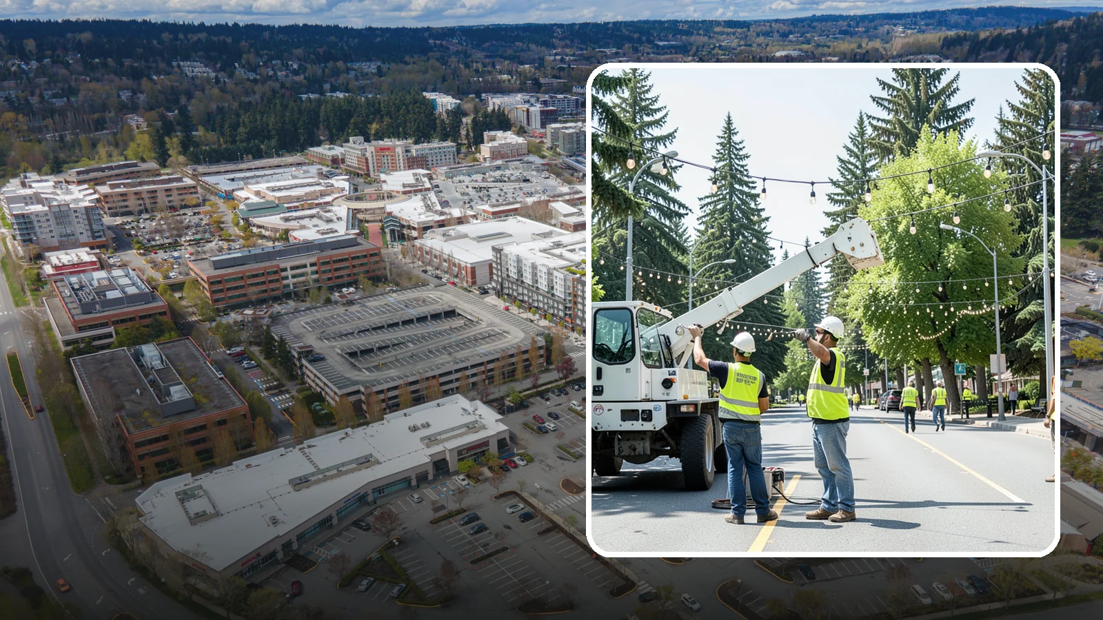 Decorative Lighting in Redmond, King County, WA - Installation and upkeep of accent and decorative lighting that enhances public plazas, trees, and landmarks.