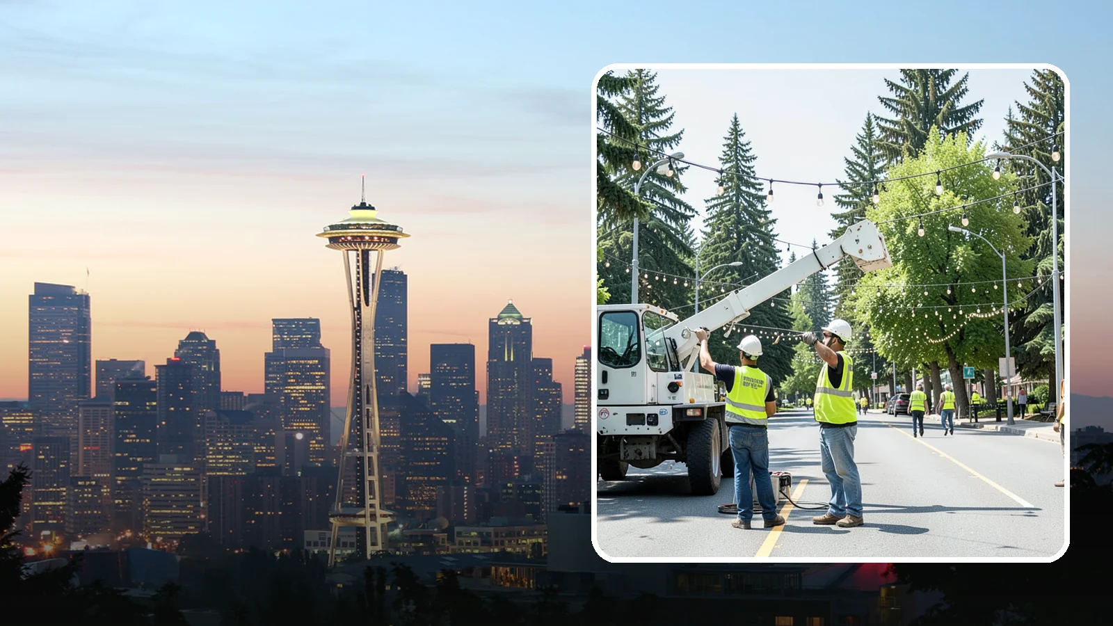 Decorative Lighting in Seattle, King County, WA - Installation and upkeep of accent and decorative lighting that enhances public plazas, trees, and landmarks.