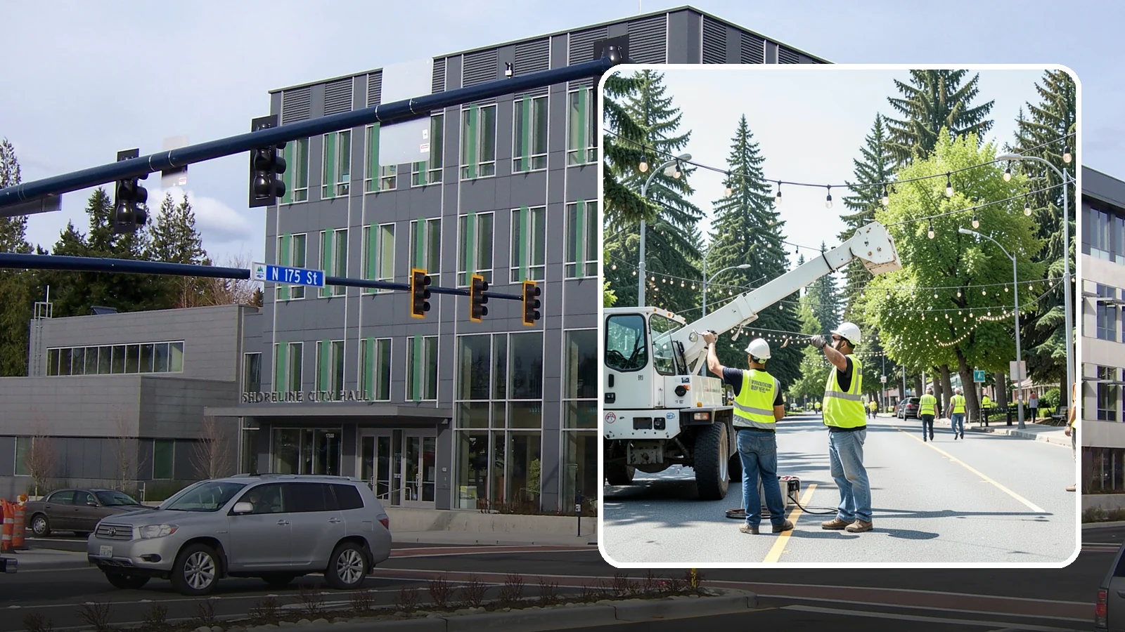 Decorative Lighting in Shoreline, King County, WA - Installation and upkeep of accent and decorative lighting that enhances public plazas, trees, and landmarks.