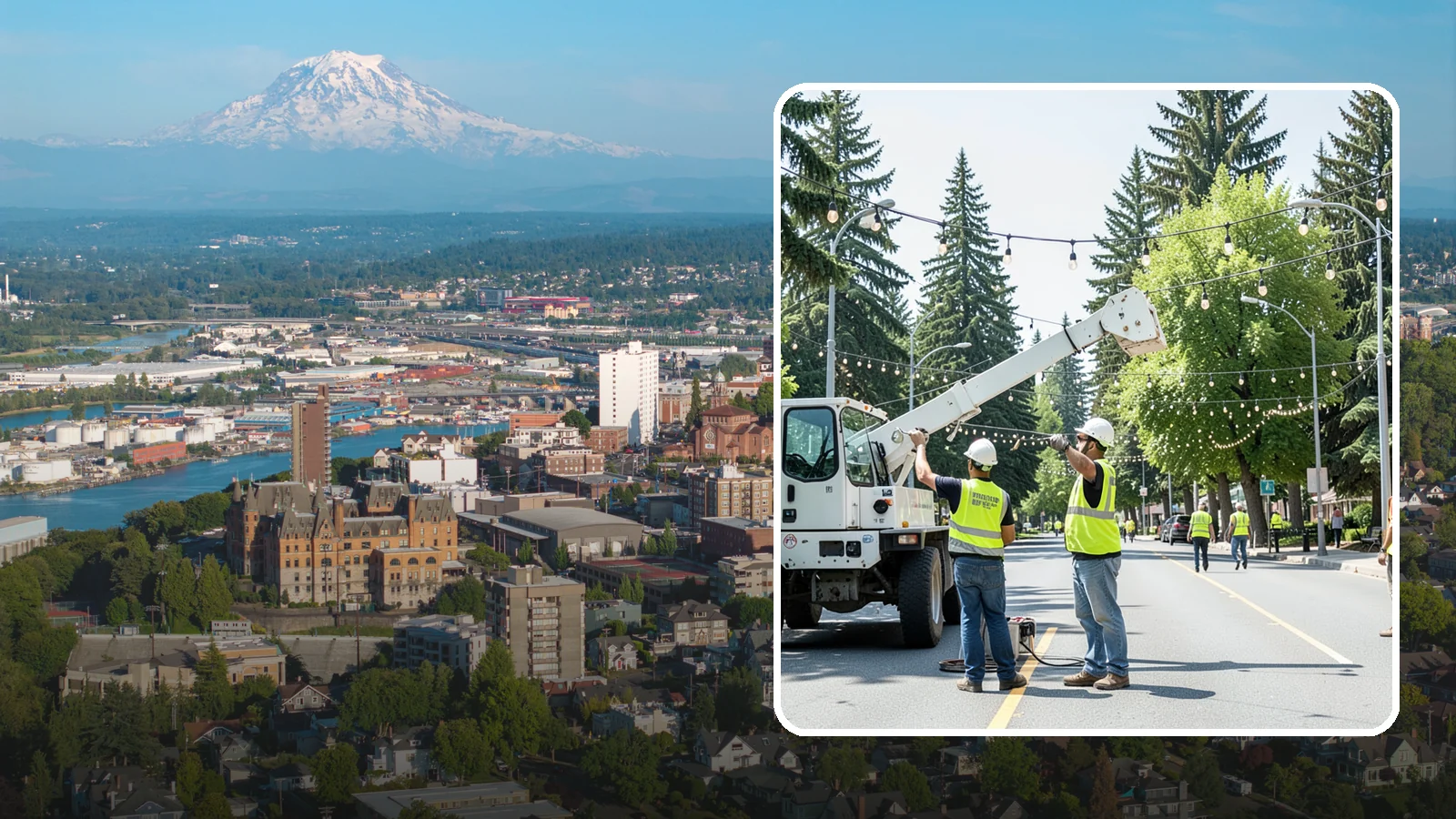 Decorative Lighting in Tacoma, Pierce County, WA - Installation and upkeep of accent and decorative lighting that enhances public plazas, trees, and landmarks.