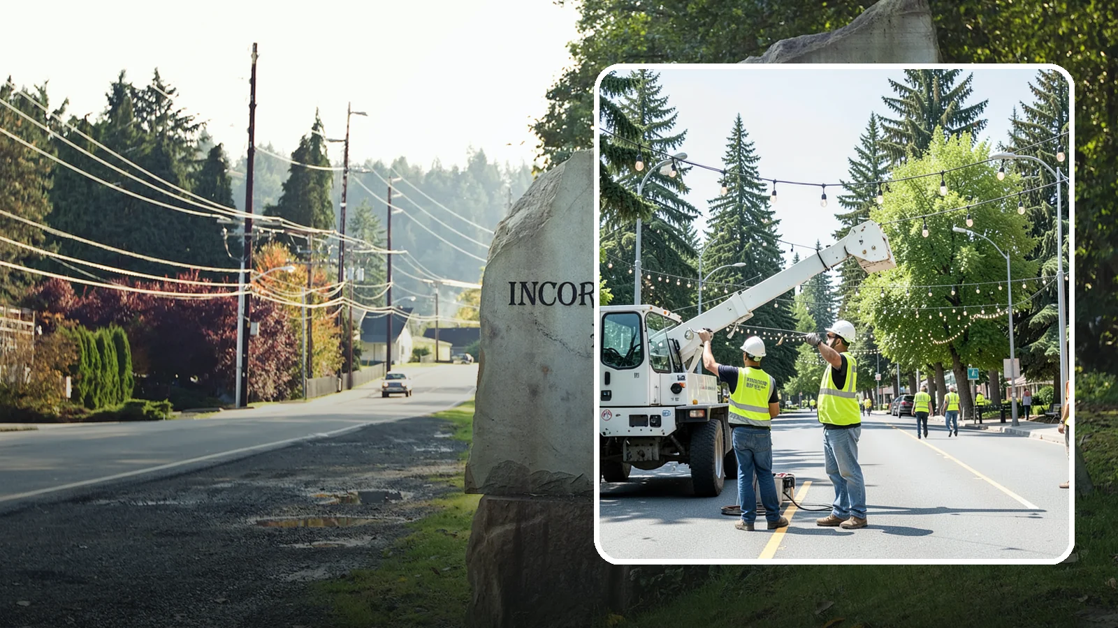 Decorative Lighting in Wilkeson, Pierce County, WA - Installation and upkeep of accent and decorative lighting that enhances public plazas, trees, and landmarks.