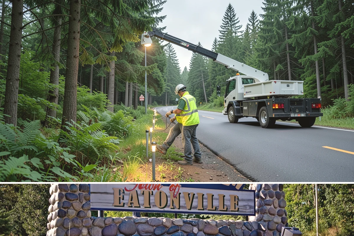 Deicing in Eatonville, Pierce County, WA - Deicing operations run through the winter months, activated for each freezing and ice event from late fall into early spring.