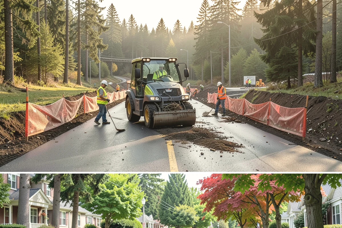 Detention Pond Maintenance in Beaux Arts Village, King County, WA - Mowing and vegetation work occur in the dry summer months, while inlet and outlet inspections increase through the winter storm...