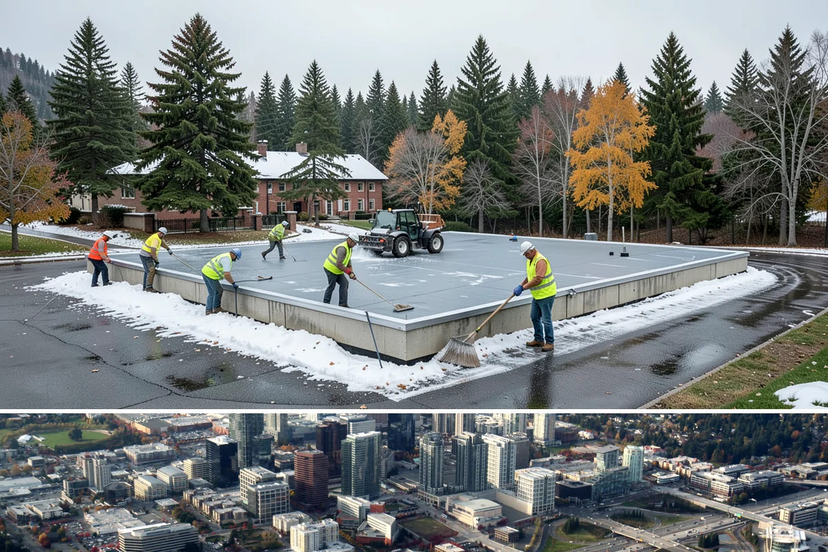 Detention Pond Maintenance in Bellevue, King County, WA - Mowing and vegetation work occur in the dry summer months, while inlet and outlet inspections increase through the winter storm...