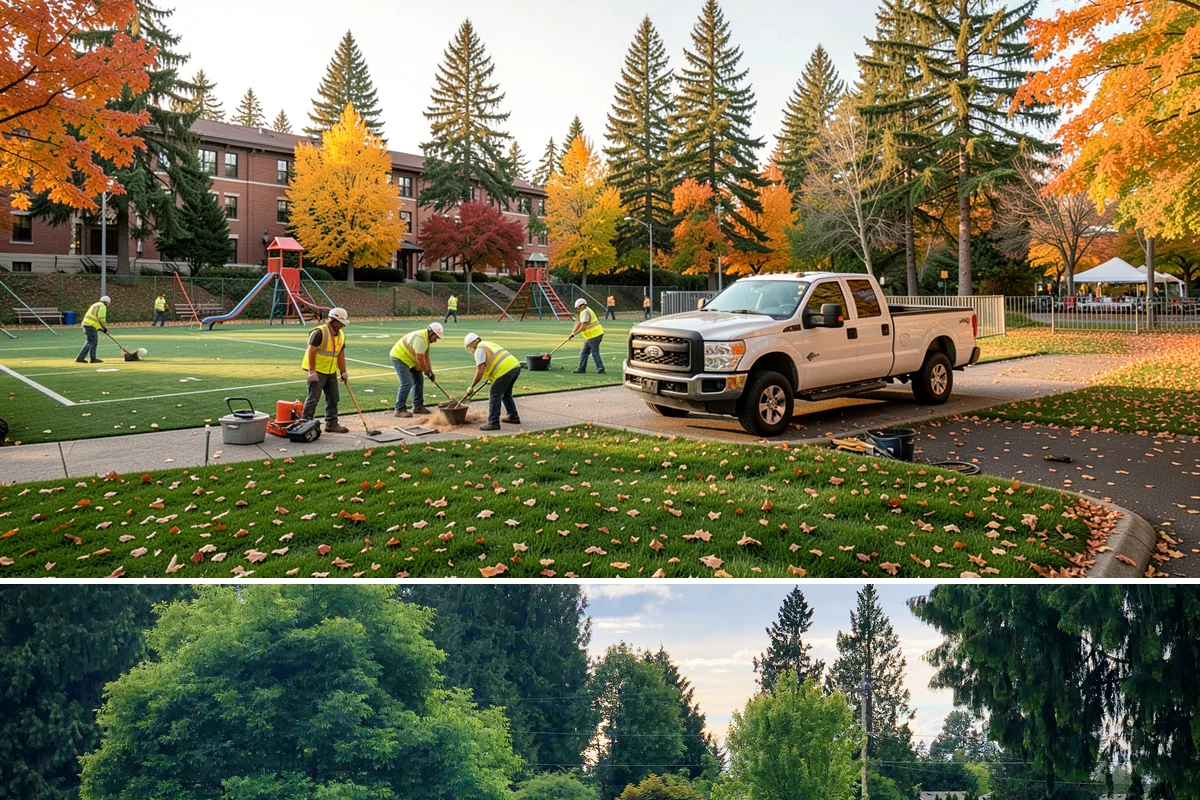 Detention Pond Maintenance in Bonney Lake, Pierce County, WA - Mowing and vegetation work occur in the dry summer months, while inlet and outlet inspections increase through the winter storm...