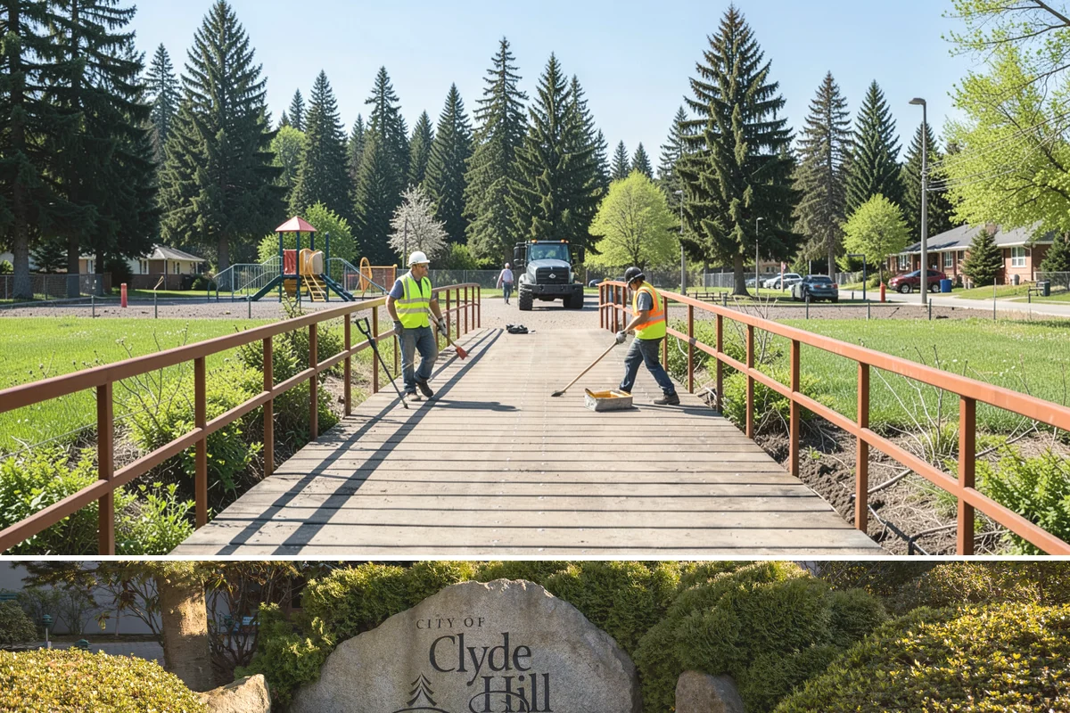 Detention Pond Maintenance in Clyde Hill, King County, WA - Mowing and vegetation work occur in the dry summer months, while inlet and outlet inspections increase through the winter storm...