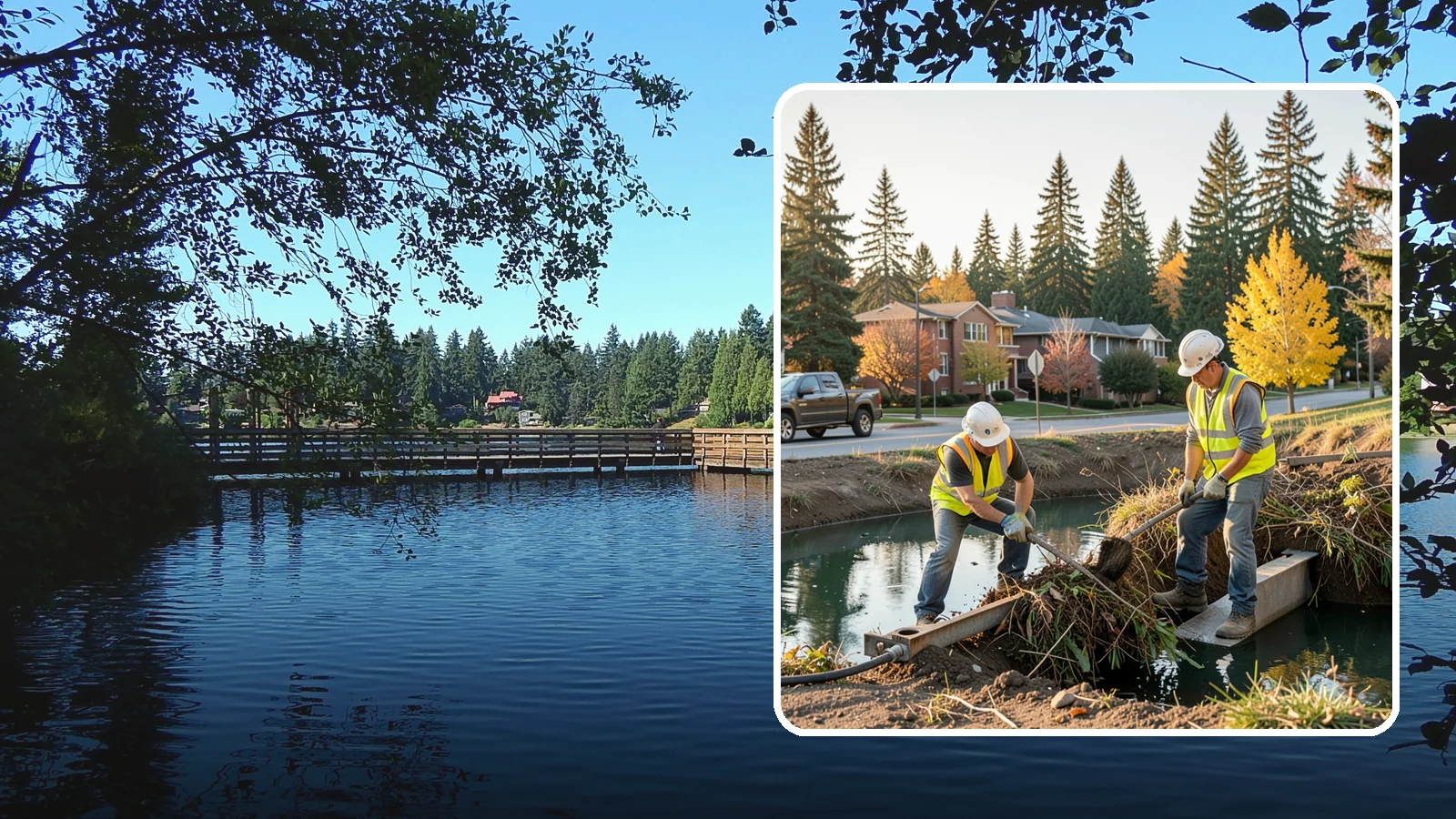 Detention Pond Maintenance in Federal Way, King County, WA - Vegetation, sediment, and outlet upkeep that keeps detention ponds storing and releasing runoff correctly.