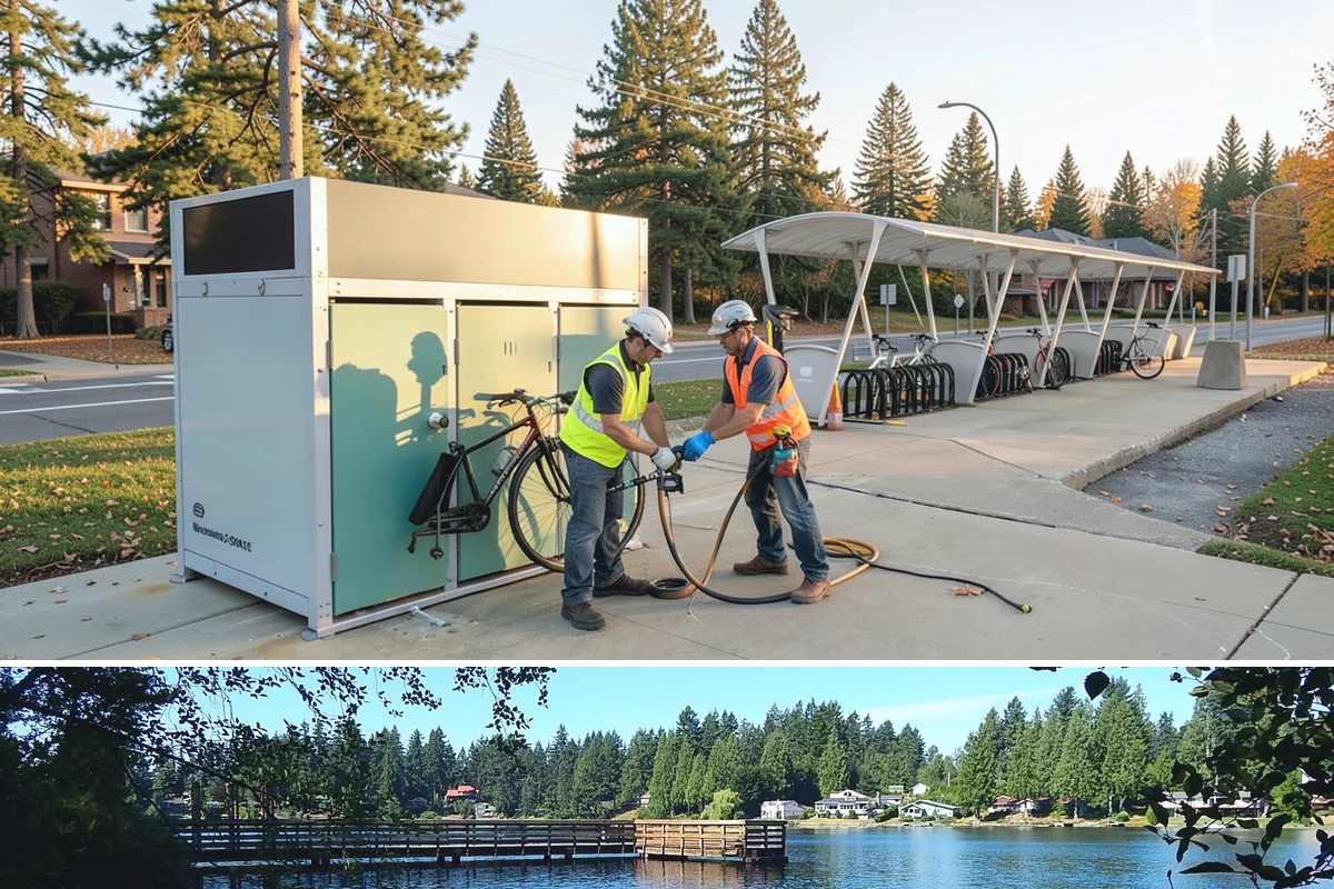 Detention Pond Maintenance in Federal Way, King County, WA - Mowing and vegetation work occur in the dry summer months, while inlet and outlet inspections increase through the winter storm...
