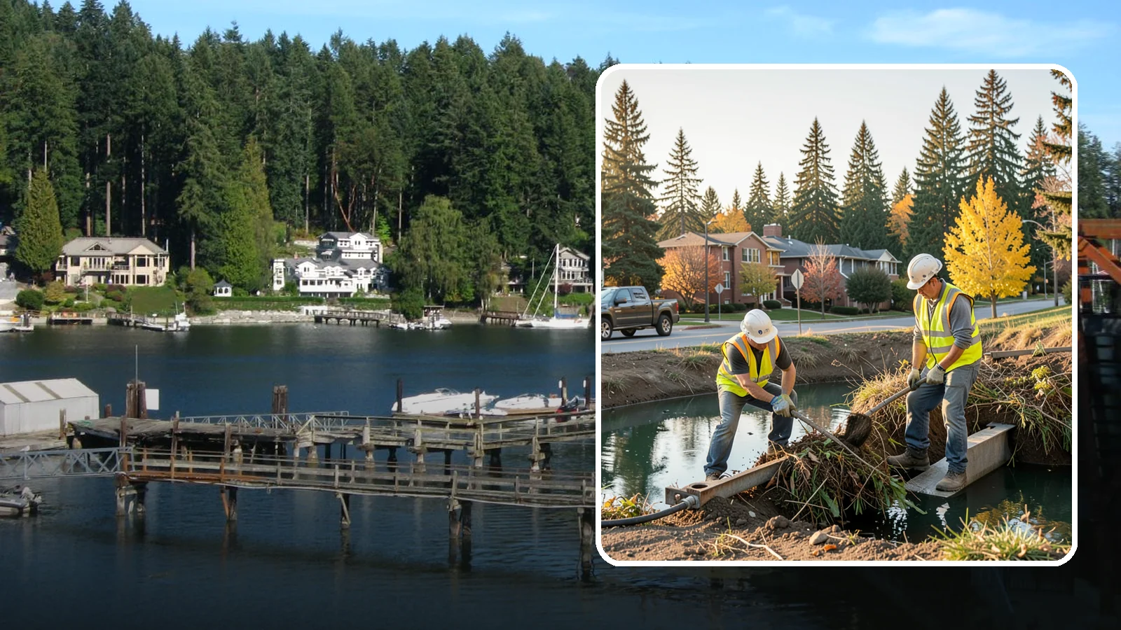 Detention Pond Maintenance in Gig Harbor, Pierce County, WA - Vegetation, sediment, and outlet upkeep that keeps detention ponds storing and releasing runoff correctly.