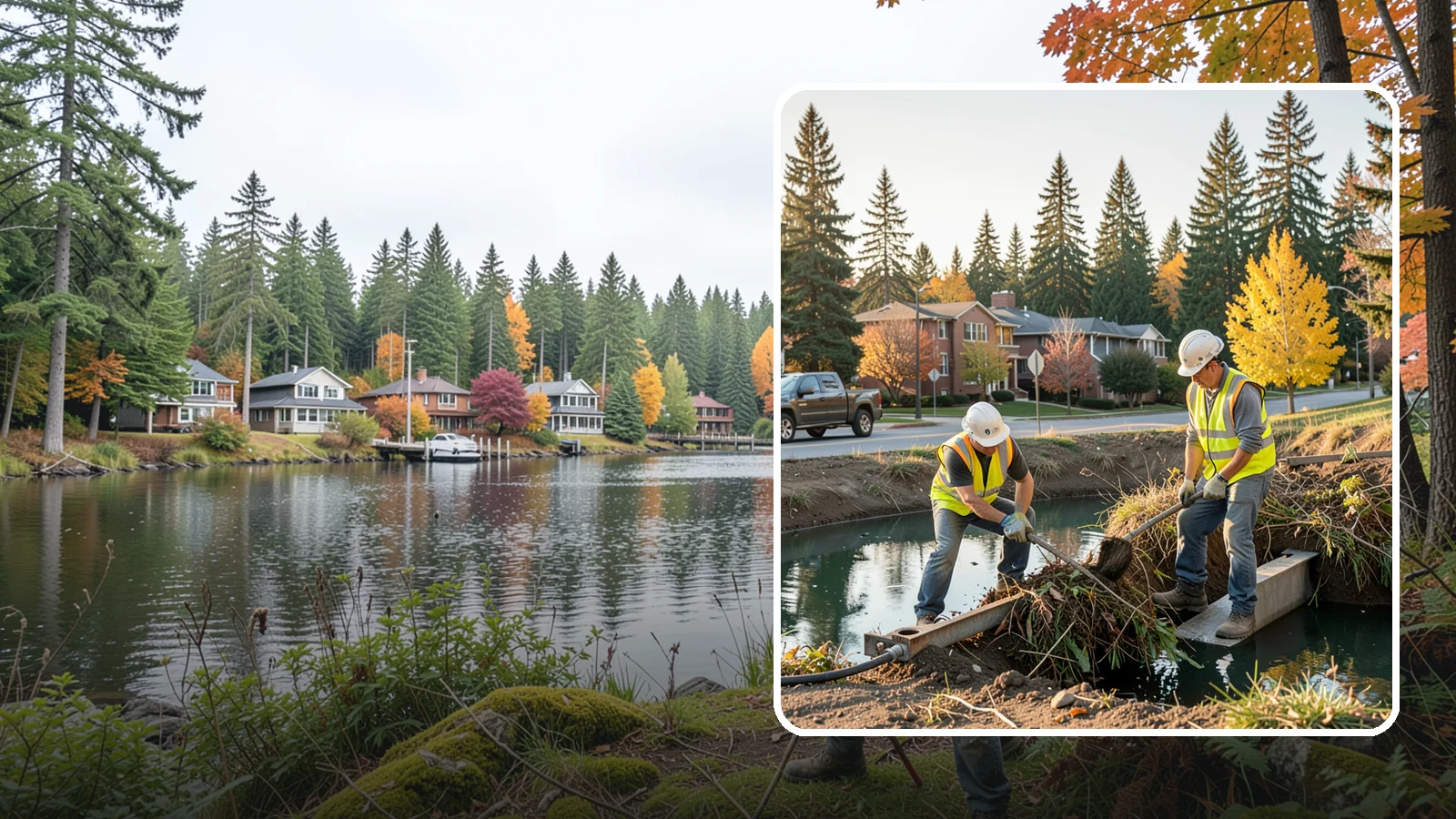Detention Pond Maintenance in La Conner, Skagit County, WA - Vegetation, sediment, and outlet upkeep that keeps detention ponds storing and releasing runoff correctly.