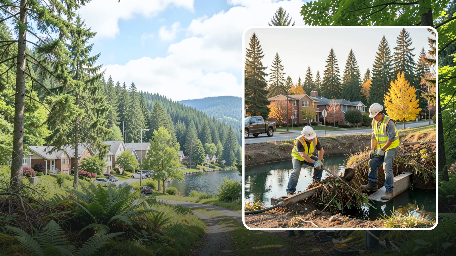 Detention Pond Maintenance in Lake Forest Park, King County, WA - Vegetation, sediment, and outlet upkeep that keeps detention ponds storing and releasing runoff correctly.