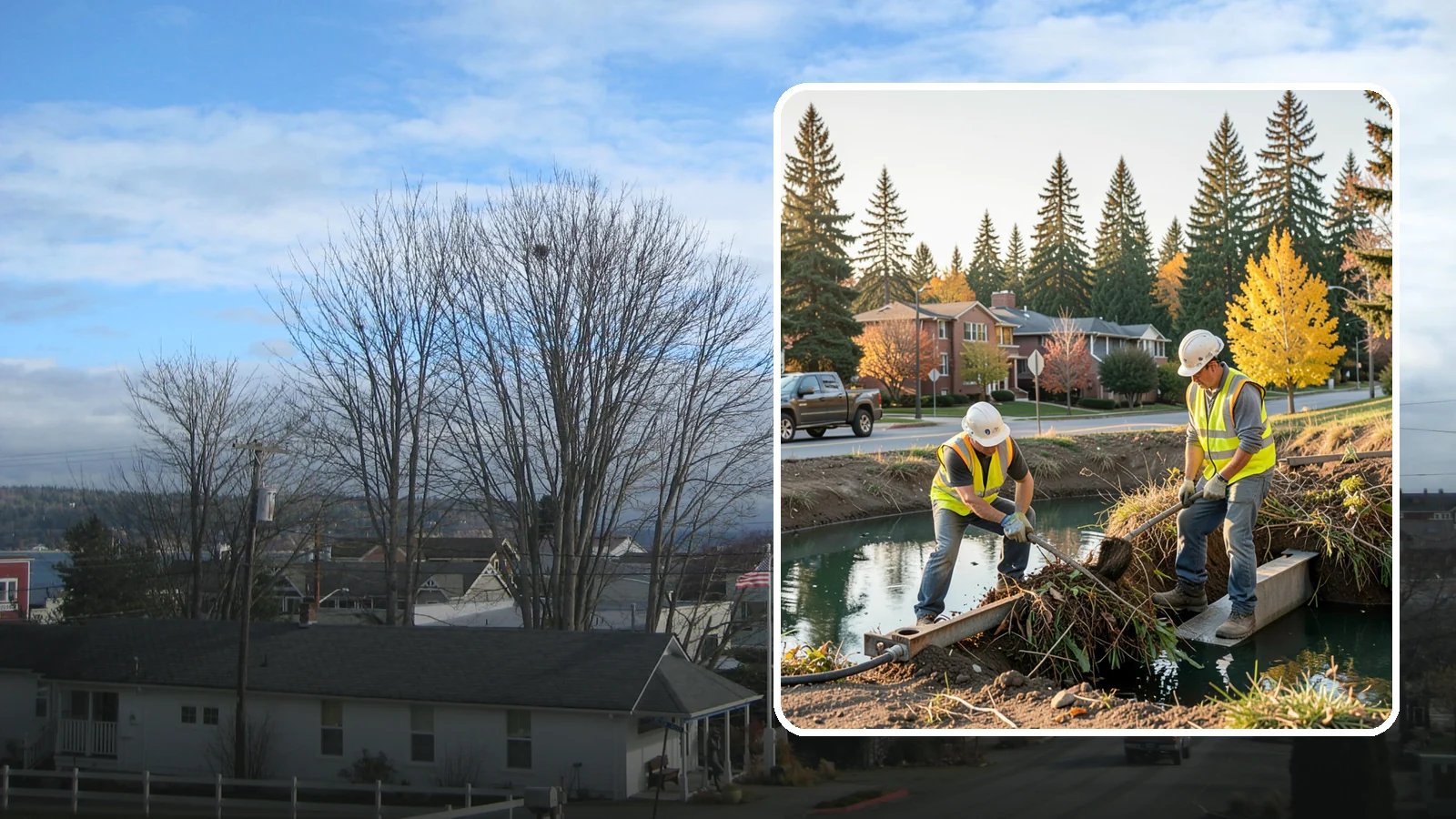Detention Pond Maintenance in Langley, Island County, WA - Vegetation, sediment, and outlet upkeep that keeps detention ponds storing and releasing runoff correctly.