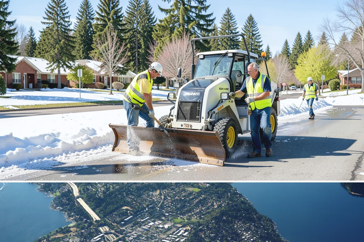 Detention Pond Maintenance in Mercer Island, King County, WA - Mowing and vegetation work occur in the dry summer months, while inlet and outlet inspections increase through the winter storm...