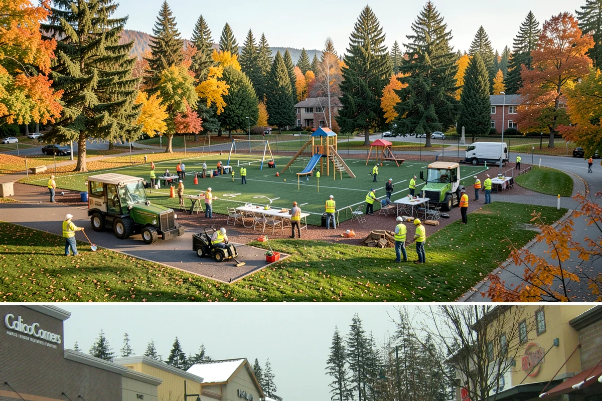 Detention Pond Maintenance in Mill Creek, Snohomish County, WA - Mowing and vegetation work occur in the dry summer months, while inlet and outlet inspections increase through the winter storm...