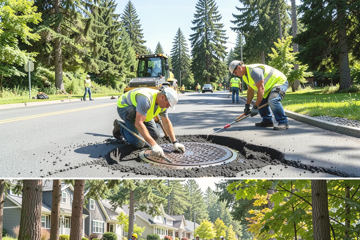 Detention Pond Maintenance in Normandy Park, King County, WA - Mowing and vegetation work occur in the dry summer months, while inlet and outlet inspections increase through the winter storm...