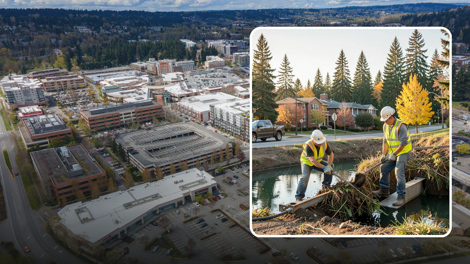 Detention Pond Maintenance in Redmond, King County, WA - Vegetation, sediment, and outlet upkeep that keeps detention ponds storing and releasing runoff correctly.