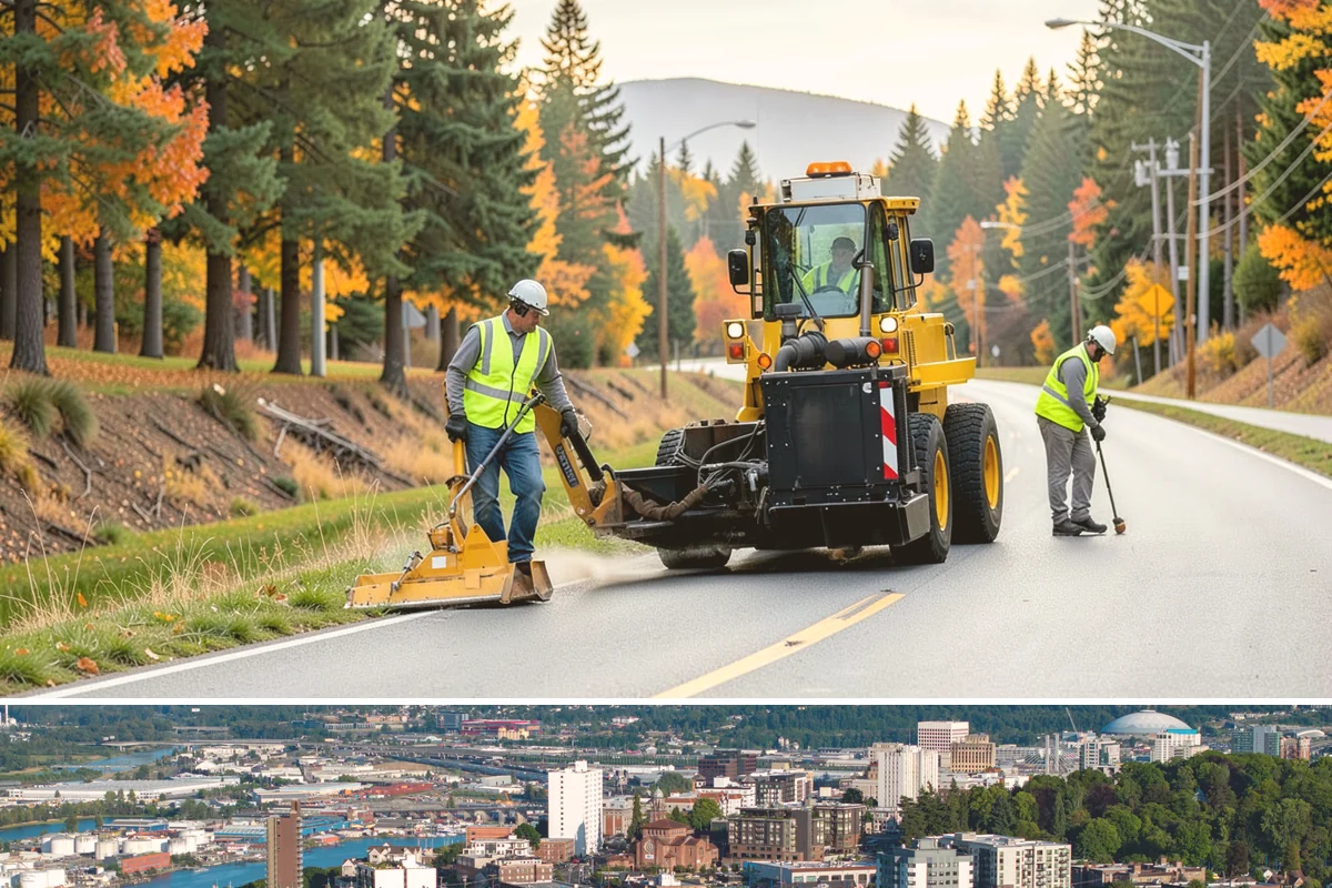 Detention Pond Maintenance in Tacoma, Pierce County, WA - Mowing and vegetation work occur in the dry summer months, while inlet and outlet inspections increase through the winter storm...