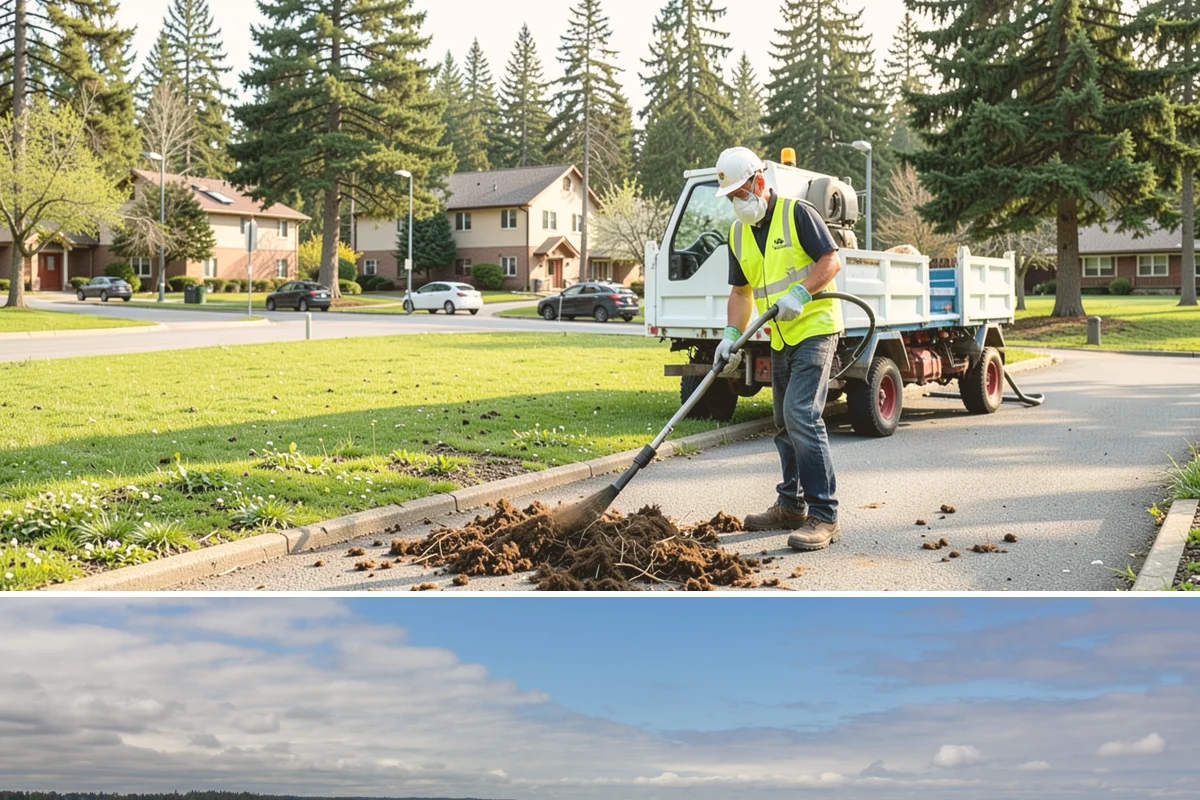 Detention Pond Maintenance in University Place, Pierce County, WA - Mowing and vegetation work occur in the dry summer months, while inlet and outlet inspections increase through the winter storm...