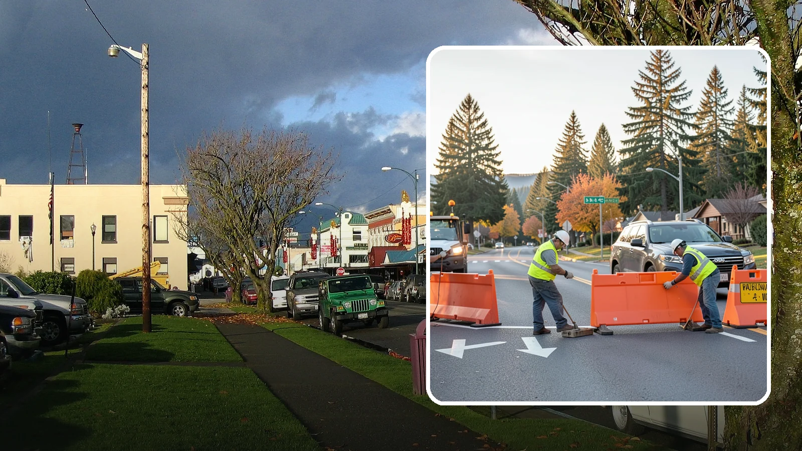 Detour Signage Setup in Arlington, Snohomish County, WA - Detour signage setup routes the traveling public safely around road closures and construction.
