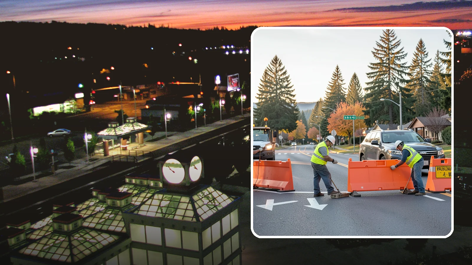Detour Signage Setup in Auburn, King County, WA - Detour signage setup routes the traveling public safely around road closures and construction.