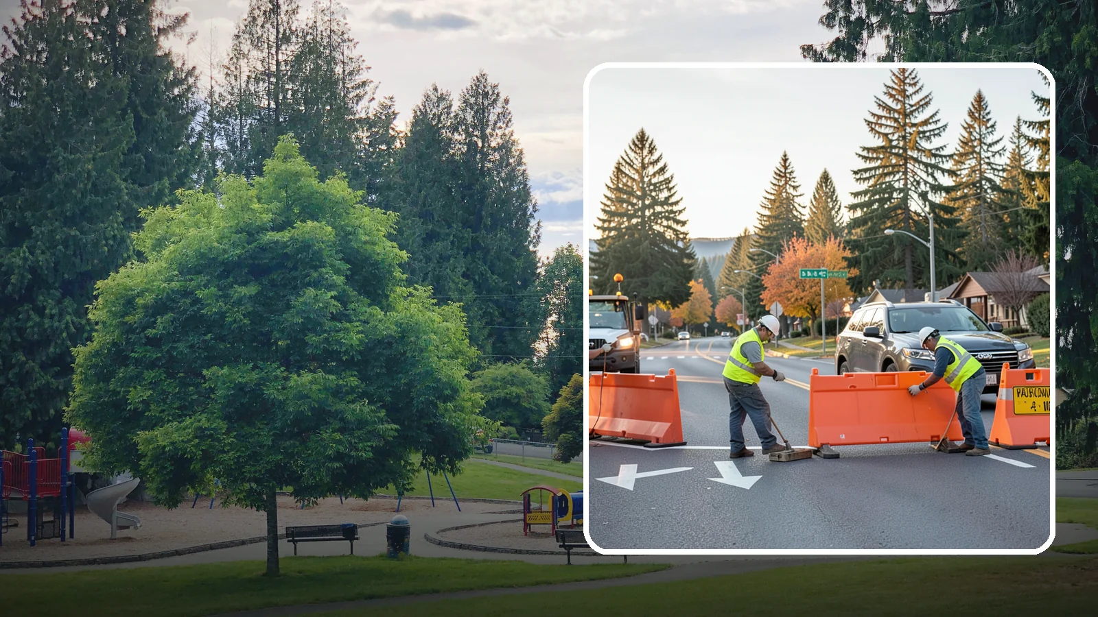 Detour Signage Setup in Bonney Lake, Pierce County, WA - Detour signage setup routes the traveling public safely around road closures and construction.