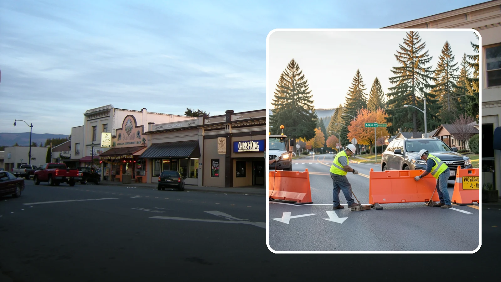 Detour Signage Setup in Burlington, Skagit County, WA - Detour signage setup routes the traveling public safely around road closures and construction.