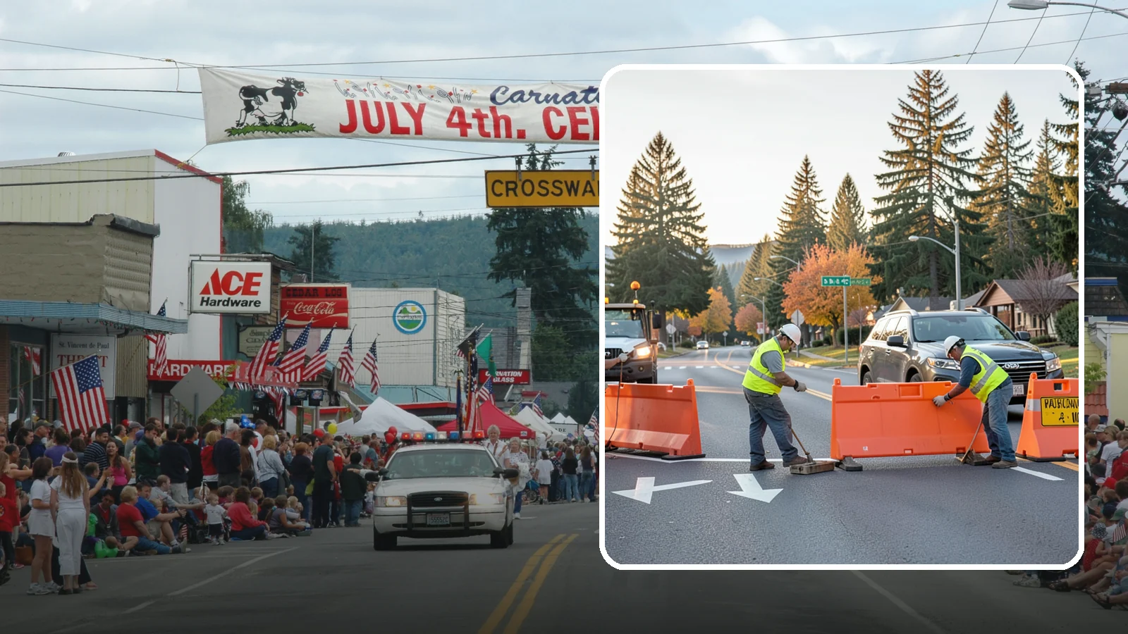 Detour Signage Setup in Carnation, King County, WA - Detour signage setup routes the traveling public safely around road closures and construction.