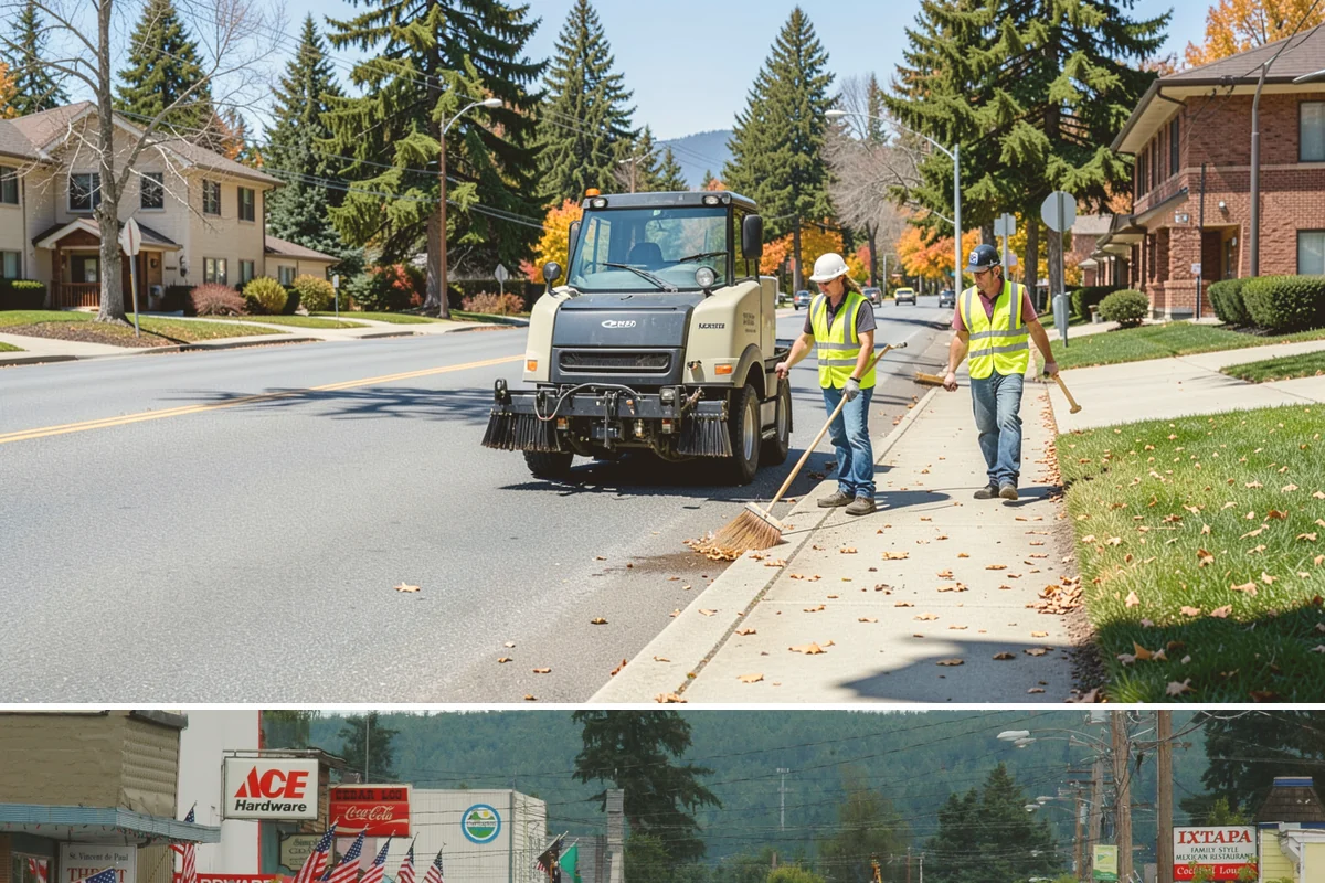 Detour Signage Setup in Carnation, King County, WA - Detour signing accompanies the summer roadwork season and is deployed rapidly for winter storm closures.