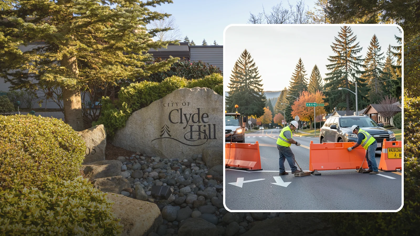 Detour Signage Setup in Clyde Hill, King County, WA - Detour signage setup routes the traveling public safely around road closures and construction.