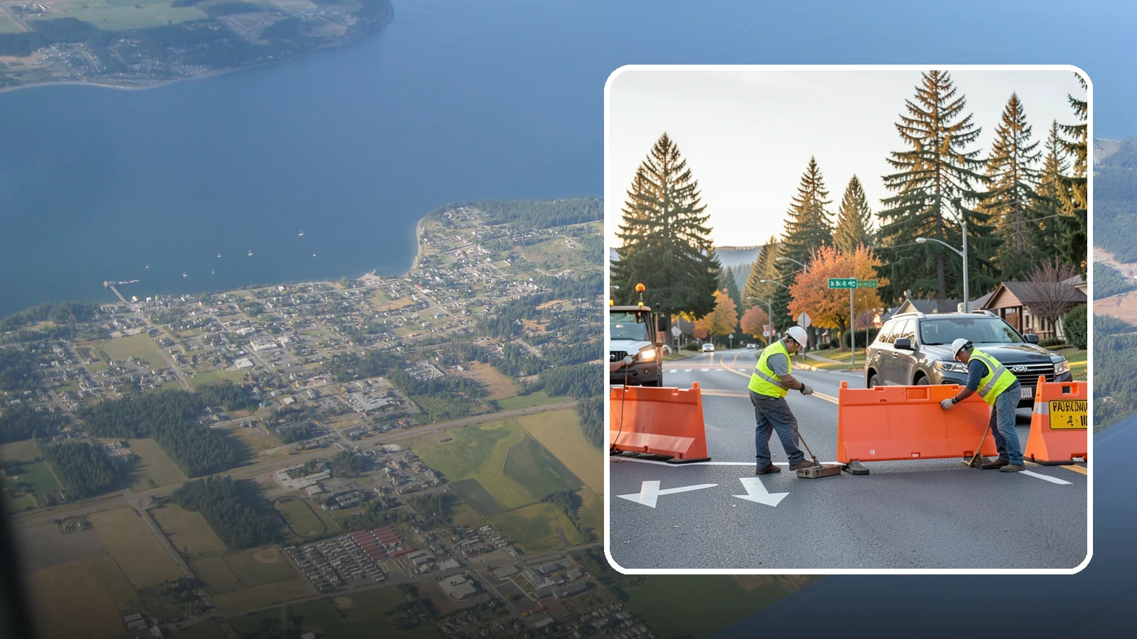 Detour Signage Setup in Coupeville, Island County, WA - Detour signage setup routes the traveling public safely around road closures and construction.