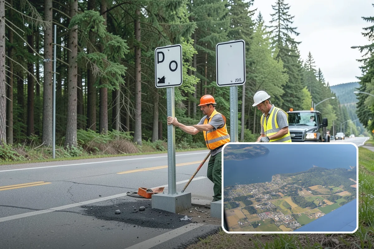 Detour Signage Setup in Coupeville, Island County, WA - Clear guidance around closures