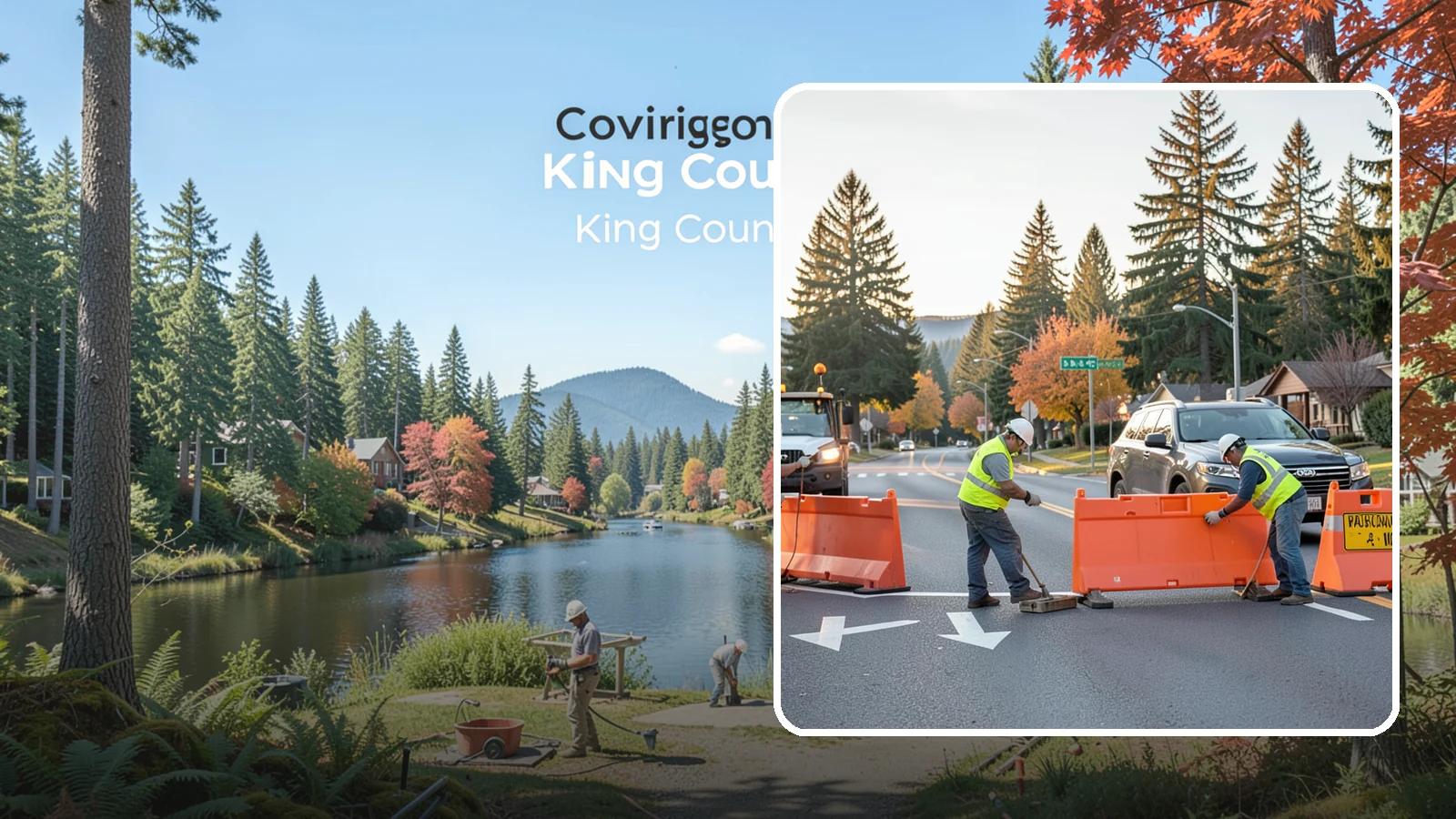Detour Signage Setup in Covington, King County, WA - Detour signage setup routes the traveling public safely around road closures and construction.