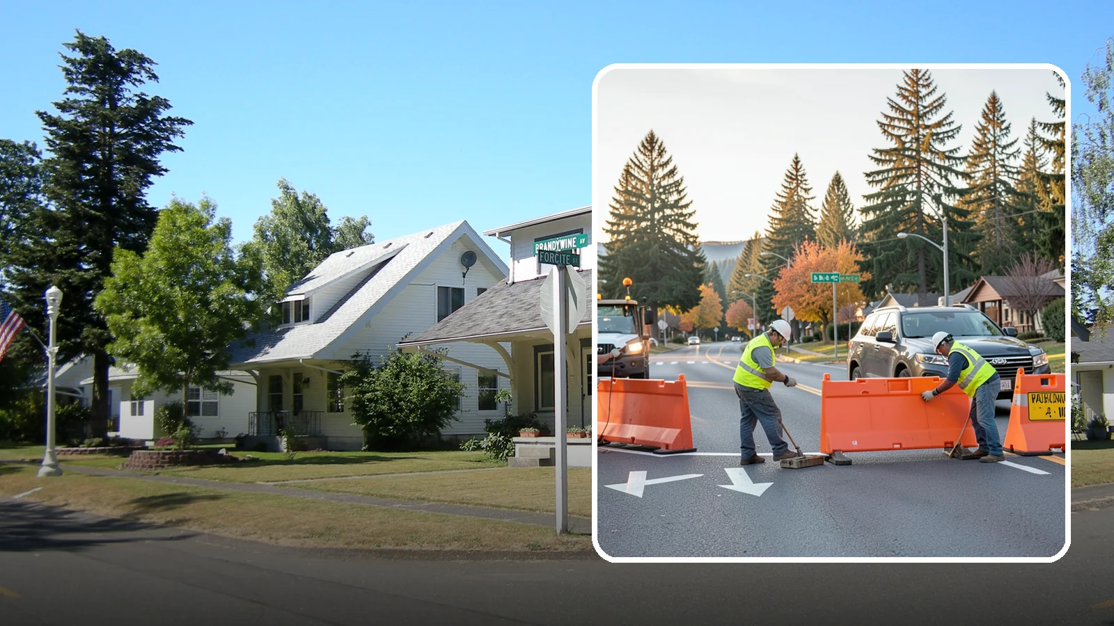 Detour Signage Setup in DuPont, Pierce County, WA - Detour signage setup routes the traveling public safely around road closures and construction.