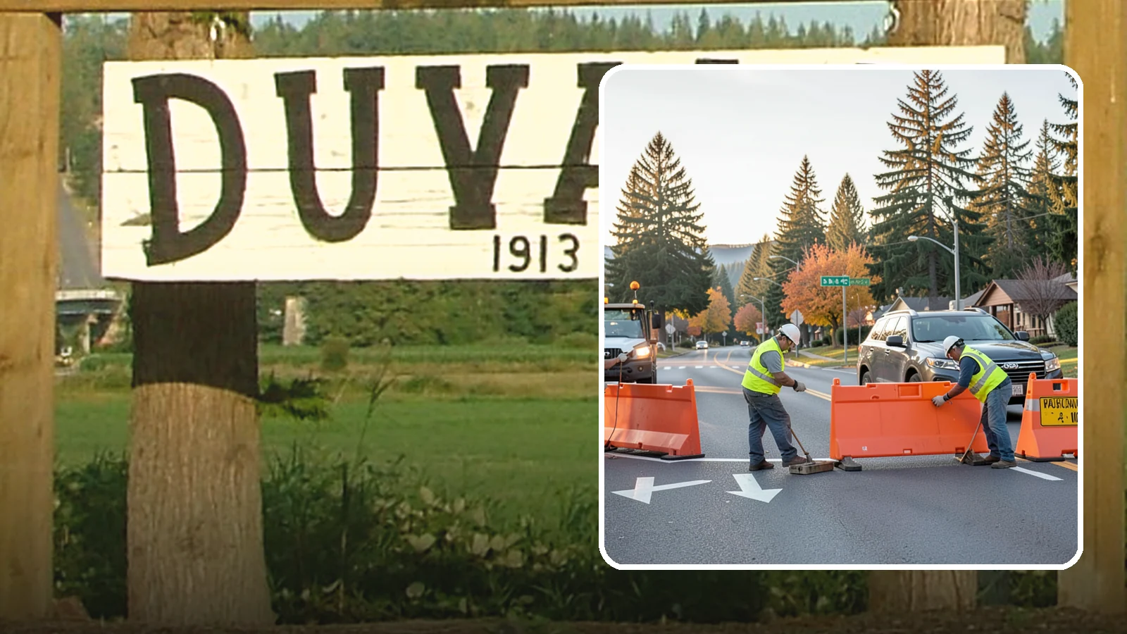 Detour Signage Setup in Duvall, King County, WA - Detour signage setup routes the traveling public safely around road closures and construction.