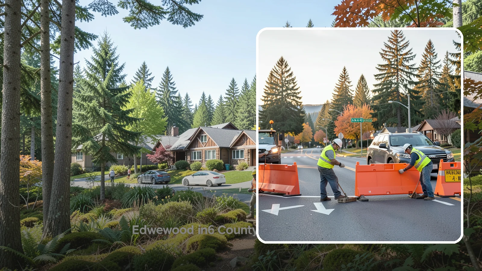 Detour Signage Setup in Edgewood, Pierce County, WA - Detour signage setup routes the traveling public safely around road closures and construction.