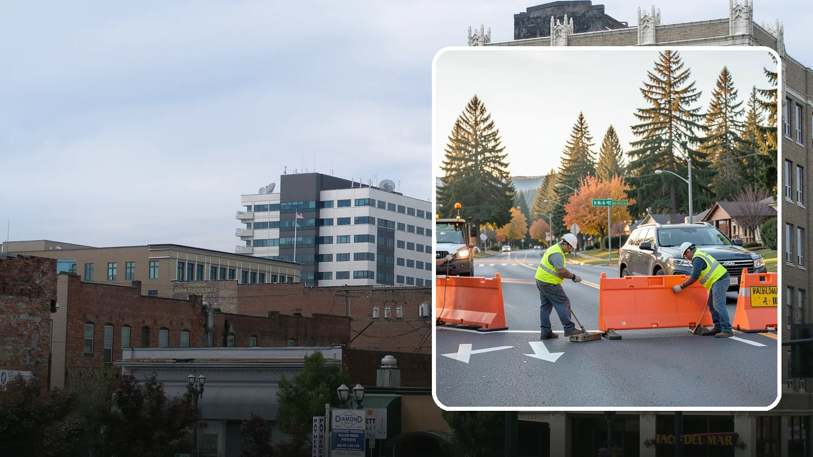 Detour Signage Setup in Everett, Snohomish County, WA - Detour signage setup routes the traveling public safely around road closures and construction.