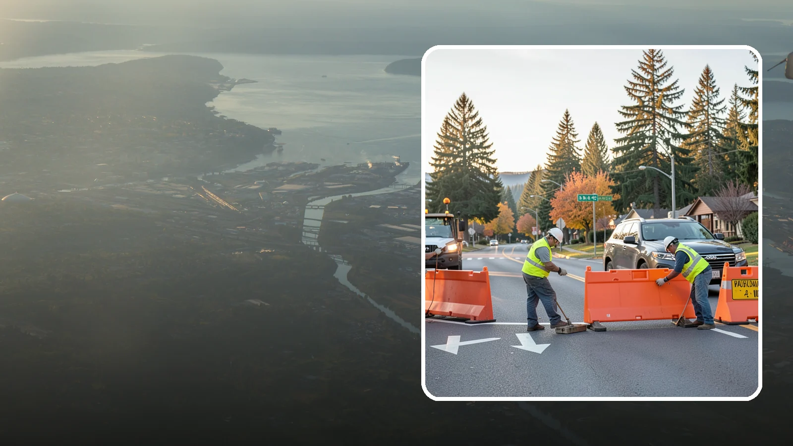Detour Signage Setup in Fife, Pierce County, WA - Detour signage setup routes the traveling public safely around road closures and construction.