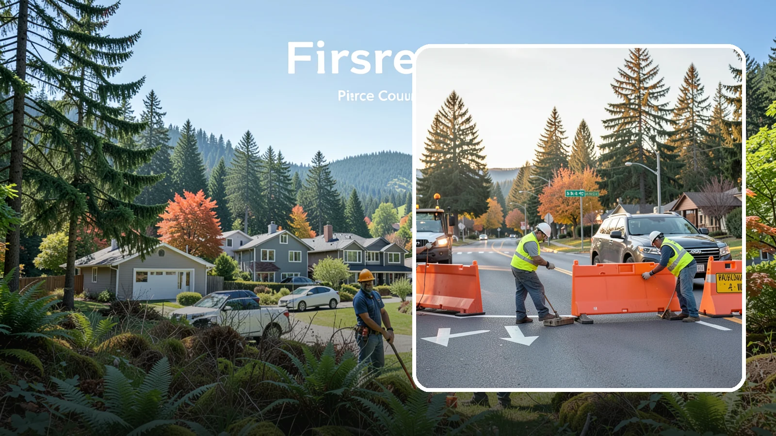 Detour Signage Setup in Fircrest, Pierce County, WA - Detour signage setup routes the traveling public safely around road closures and construction.