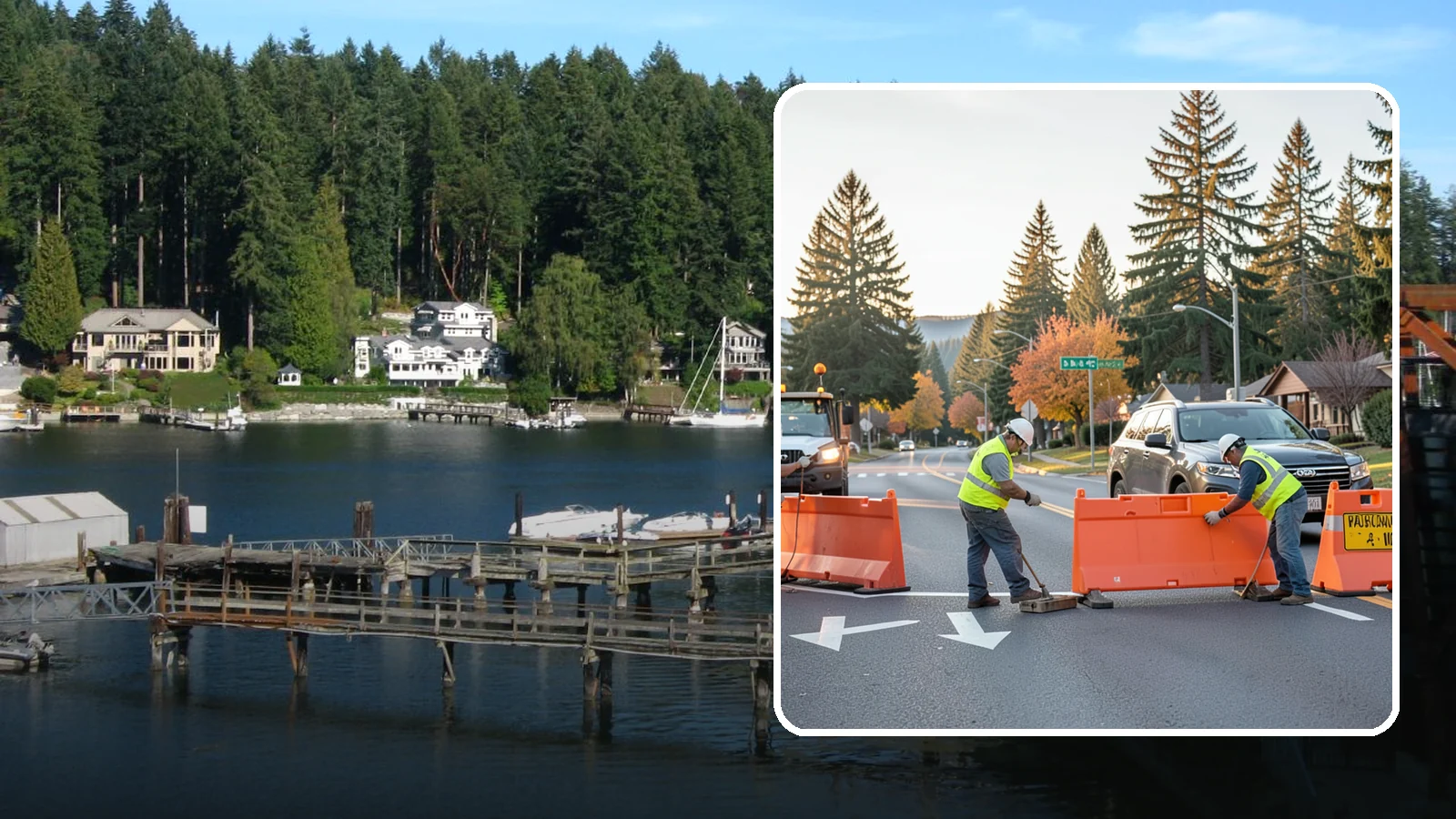 Detour Signage Setup in Gig Harbor, Pierce County, WA - Detour signage setup routes the traveling public safely around road closures and construction.
