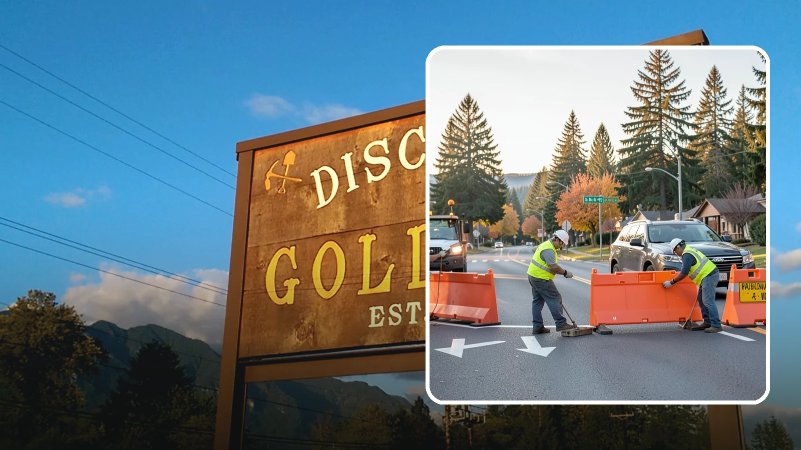 Detour Signage Setup in Gold Bar, Snohomish County, WA - Detour signage setup routes the traveling public safely around road closures and construction.
