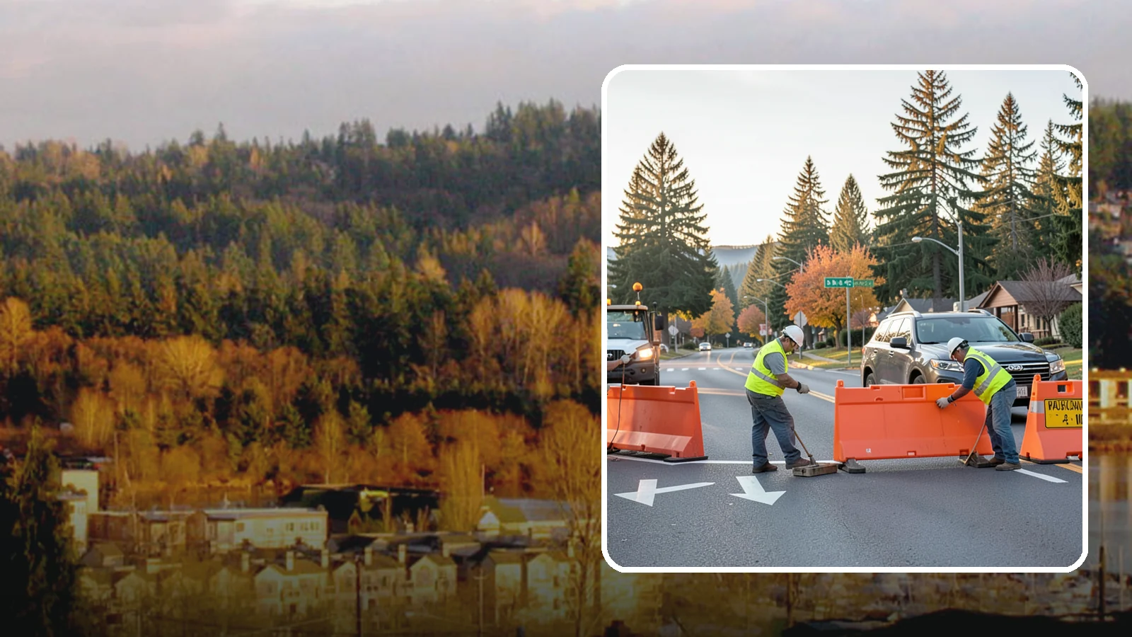 Detour Signage Setup in Kenmore, King County, WA - Detour signage setup routes the traveling public safely around road closures and construction.