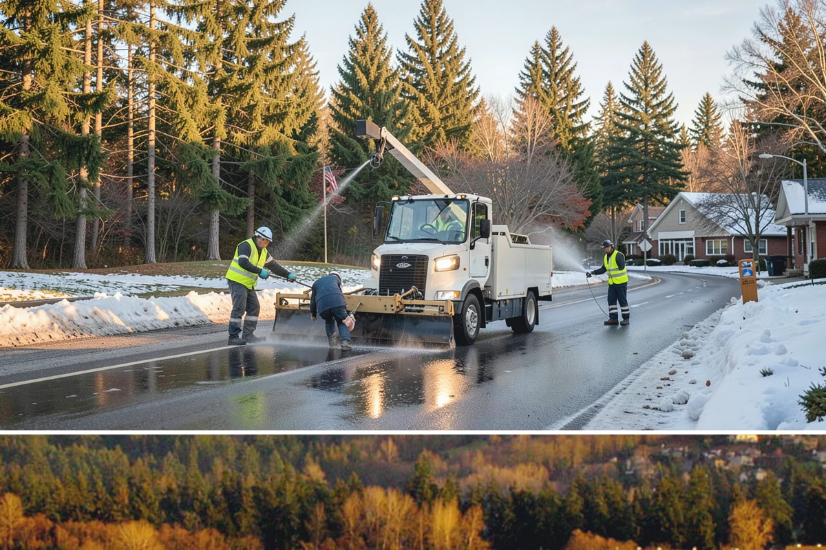 Detour Signage Setup in Kenmore, King County, WA - Detour signing accompanies the summer roadwork season and is deployed rapidly for winter storm closures.