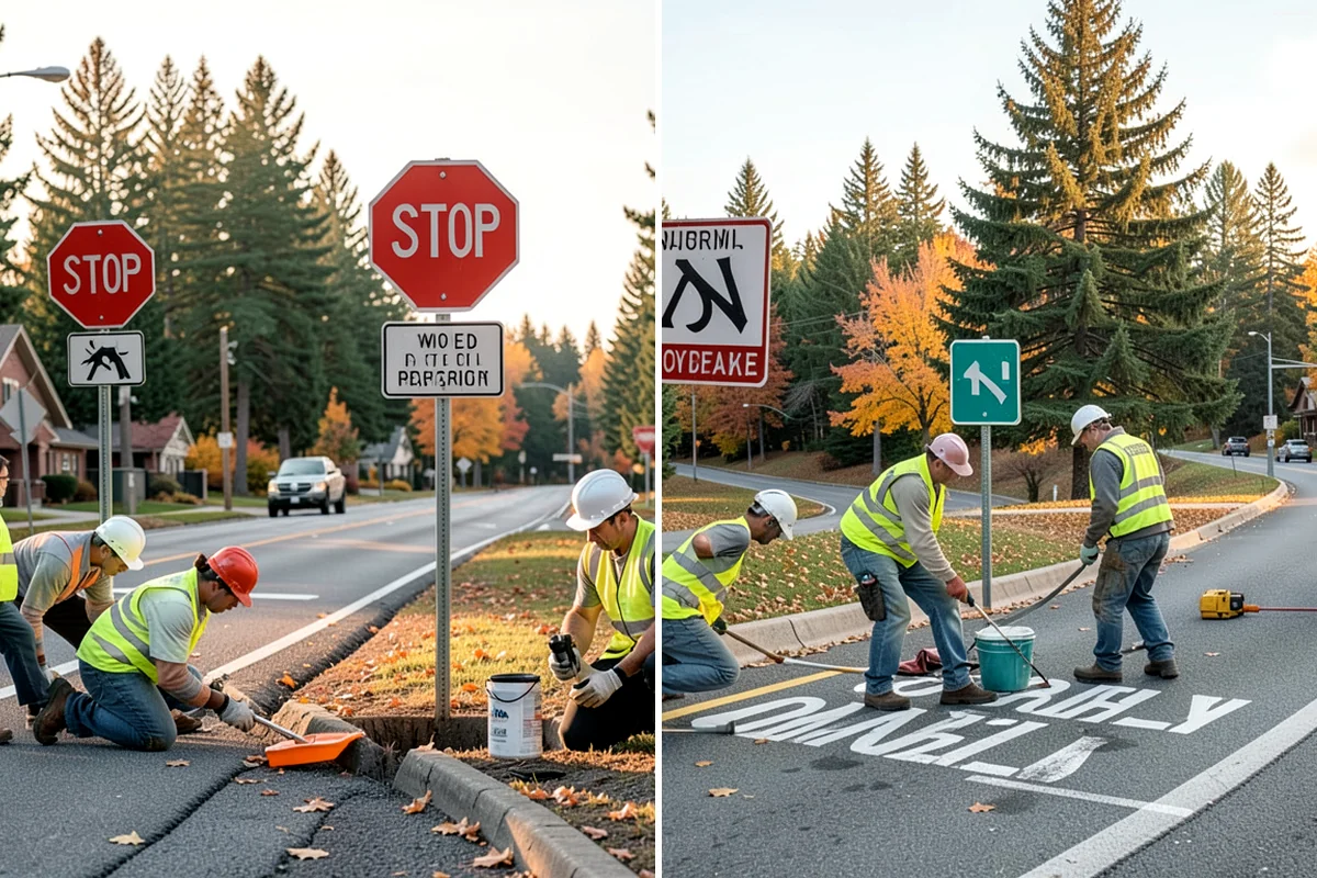 Detour Signage Setup in Lake Forest Park, King County, WA - Map the detour route and decision points
