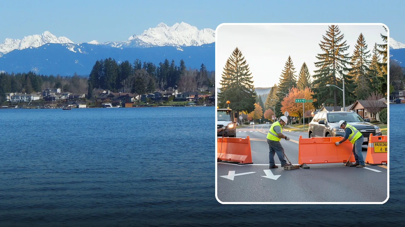 Detour Signage Setup in Lake Stevens, Snohomish County, WA - Detour signage setup routes the traveling public safely around road closures and construction.