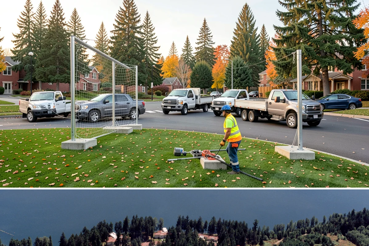 Detour Signage Setup in Lakewood, Pierce County, WA - Detour signing accompanies the summer roadwork season and is deployed rapidly for winter storm closures.