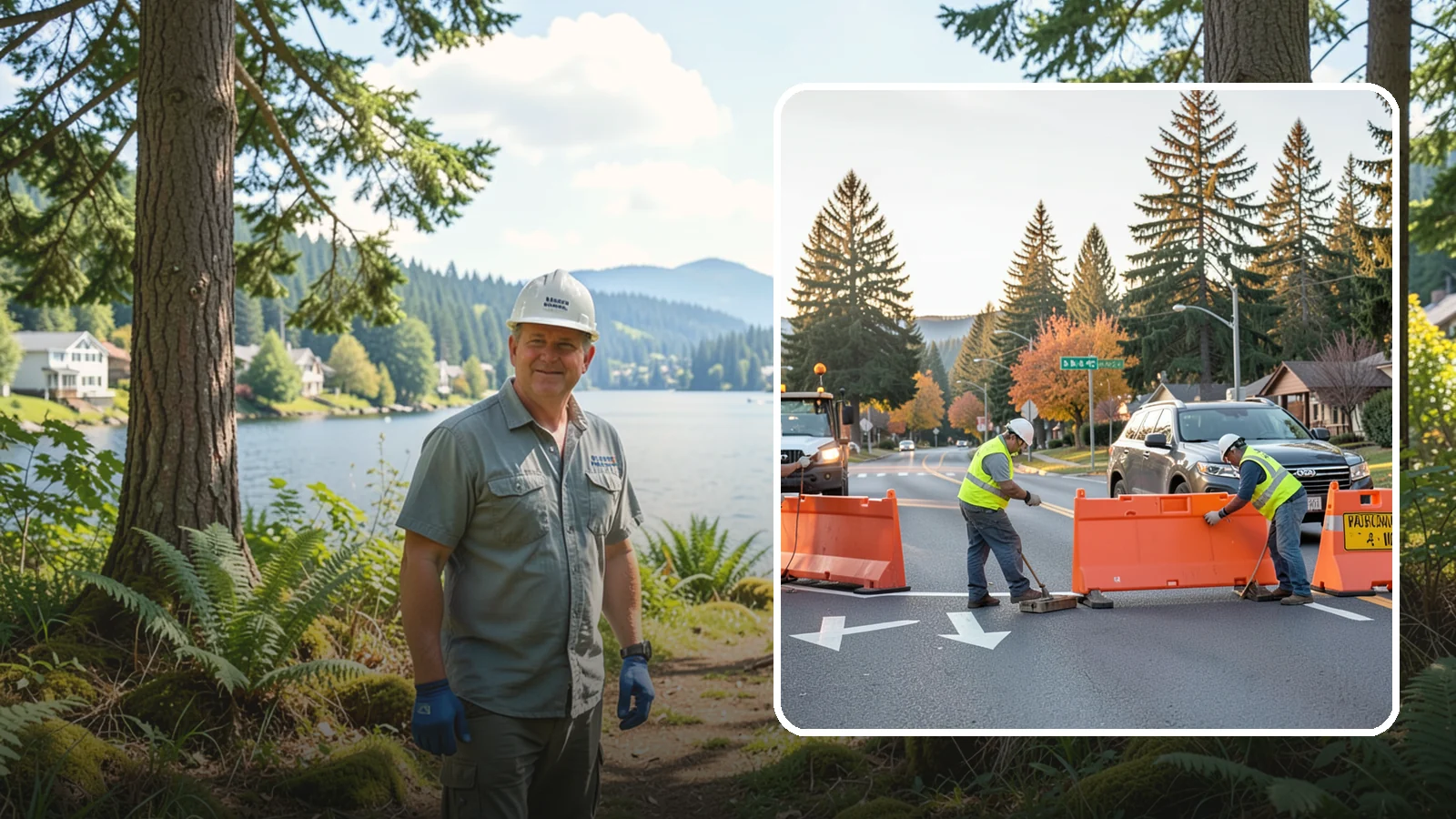 Detour Signage Setup in Milton, King County, WA - Detour signage setup routes the traveling public safely around road closures and construction.