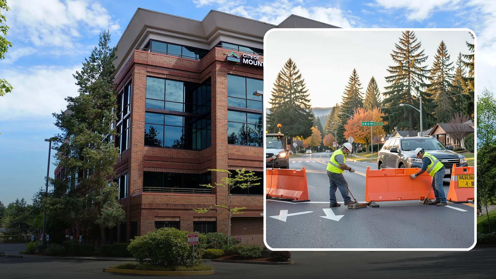 Detour Signage Setup in Mountlake Terrace, Snohomish County, WA - Detour signage setup routes the traveling public safely around road closures and construction.