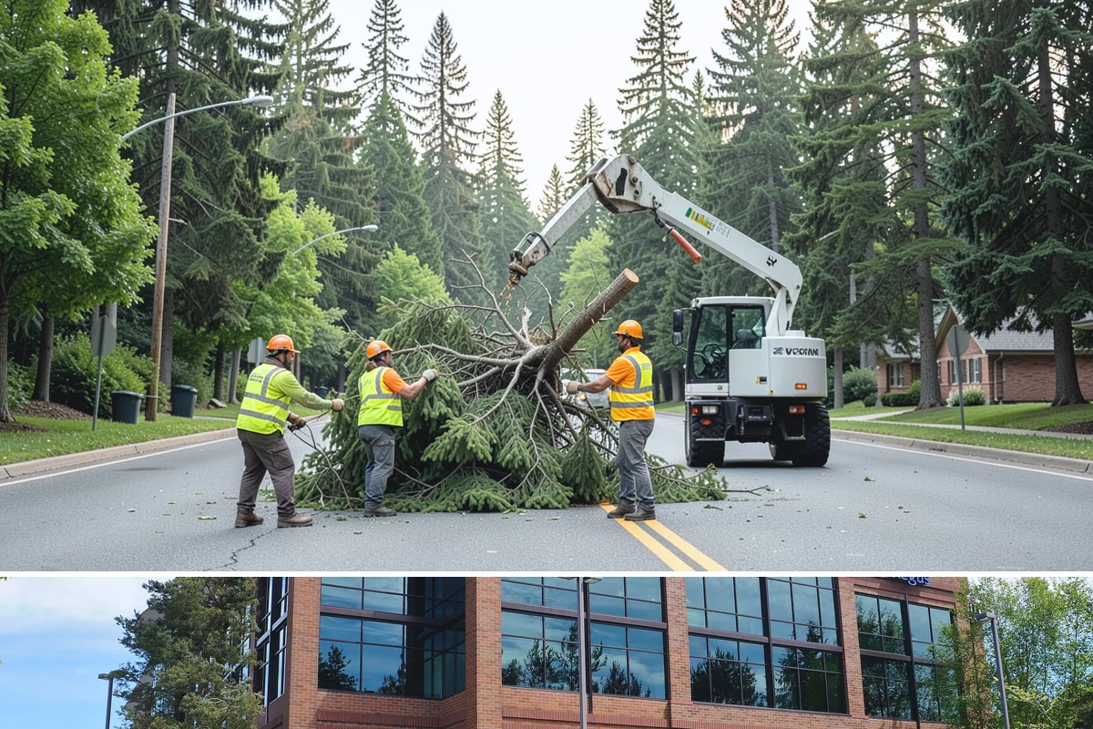 Detour Signage Setup in Mountlake Terrace, Snohomish County, WA - Detour signing accompanies the summer roadwork season and is deployed rapidly for winter storm closures.