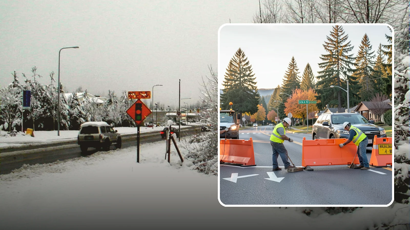 Detour Signage Setup in Newcastle, King County, WA - Detour signage setup routes the traveling public safely around road closures and construction.